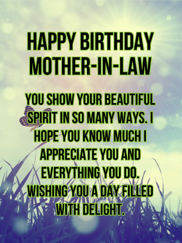 Your Beautiful Spirits - Happy Birthday Card for Mother-in-Law
