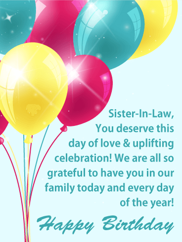 Uplifting Balloons - Happy Birthday Card for Sister-in-Law