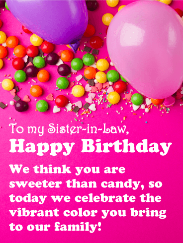 Sweet as Candy - Happy Birthday Card for Sister-in-Law