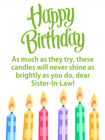 Bright Candles - Happy Birthday Card for Sister-in-Law