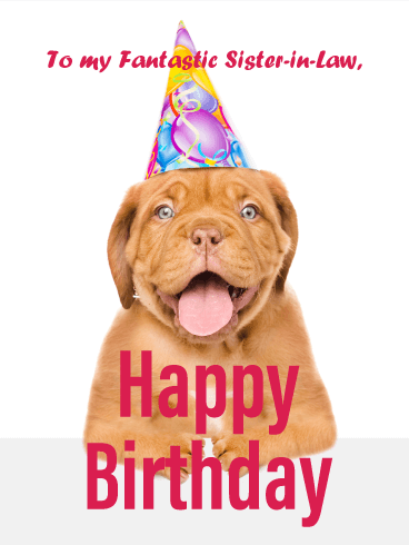 Cheerful Puppy - Happy Birthday Card for Sister-in-Law