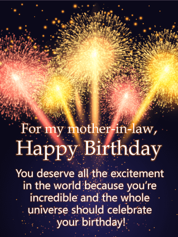 Stunning Fireworks - Happy Birthday Card for Mother-In-Law