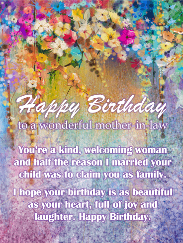 Watercolor flowers - Happy Birthday Card for Mother-In-Law