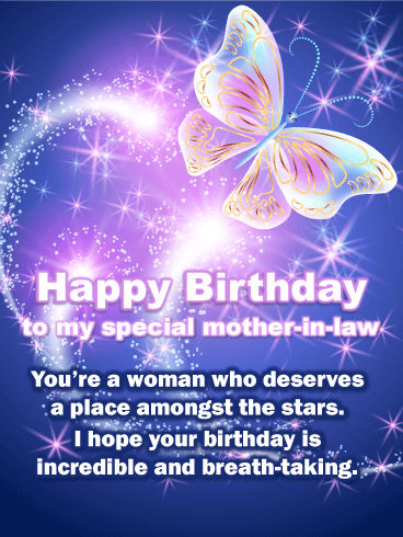 Inspiring Magical Butterfly - Happy Birthday Card for Mother-In-Law