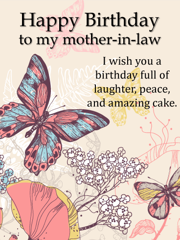Beautiful Butterfly - Happy Birthday Card for Mother-In-Law