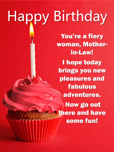 Deep Red Cupcake - Happy Birthday Card for Mother-In-Law