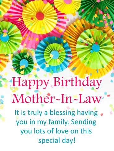 Colorful Rosettes - Happy Birthday Card for Mother-In-Law