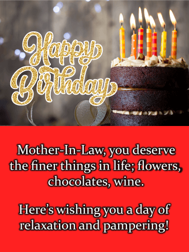 Chocolate Cake - Happy Birthday Card for Mother-In-Law