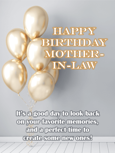 Golden Balloons - Happy Birthday Card for Mother-In-Law