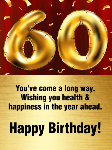 Golden Happy 60th Birthday Balloon Card